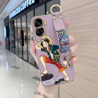 Diorcase For Honor 90 5G,90 Lite 5G (พร้อมสายรัดข้อมือ) นุ่มขอบสี่เหลี่ยมแฟชั่นลูฟี่เคสชุบเคสโทรศัพท์หรูหราชุบเคสโทรศัพท์นิ่ม