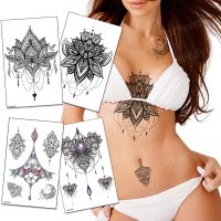 【YF】 mandala temporary tattoo sticker lace black henna sex for woman under breast underboob sketches designs