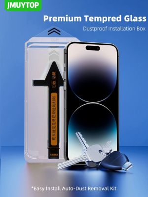 Premium Screen Protector for iPhone 14 13 12 Pro Max Tempered Glass Edge to Edge Full Cover Easy Install Auto-Dust Removal Kit Nails  Screws Fasteners