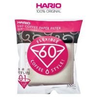 กระดาษกรอง HARIO V60 Paper Filter White 01 กระดาษกรองกาแฟ สีขาว คุณภาพสูง 100 แผ่น ดริปกาแฟ อุปกรณ์ดริป