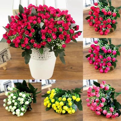 36Heads Artificial Pink Flowers Fake Bouquet Xmas Wedding Home Party Wedding Decoration Fake Flowers Milan Small Bud Home Decor