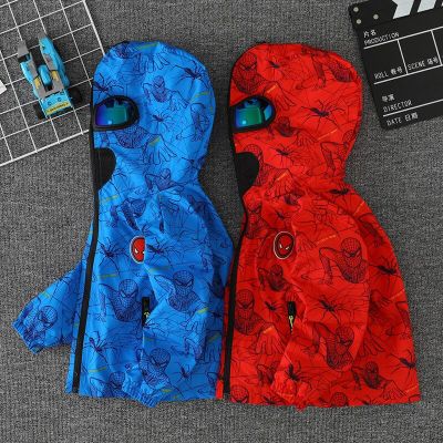 Autumn 2023 New Childrens Jacket Baby Jacket Spiderman Cardigan Cotton Boy Cartoon Jacket Boy Hooded Sweatshirt Jacket