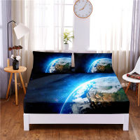 Star Digital Printed 3pc Polyester Fitted Sheet Mattress Cover Four Corners with Elastic Band Bed Sheet Pillowcases