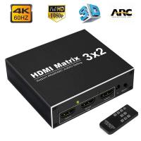 4K HDMI-compatible Splitter 60Hz Ultra HD 3X2 Matrix Switcher Switch RL+ARC 3Ports Inputs 2Port Outputs with IR Remote HDCP1.4