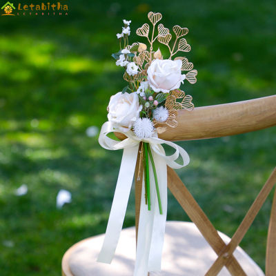 เก้าอี้ประดิษฐ์ด้านหลังดอกไม้หลากสีสำหรับงานแต่งงานงานโบสถ์งานปาร์ตี้ของเล่นเด็กตกแต่งบ้าน