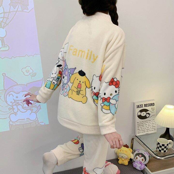 Sanrio Kawaii Quality Cardigan Pajamas Hello Kitty Pochacco Cute Girls ...