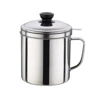 1.8L Stainless Steel Oil Filter Cup Lid Cover Dripping Container Oil Filter Cup Oil Residue Separator Home Kitchen Strainer Tool