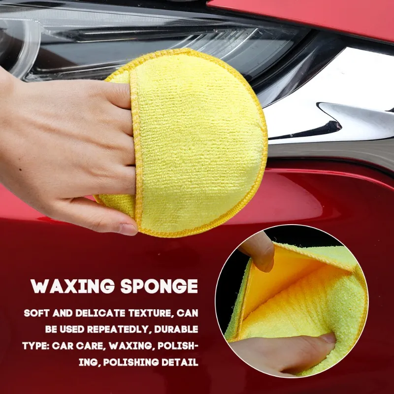 5PCS 5 Inch Cars Microfiber Wax Applicator, Microfiber Round Sponge  Detailing Cleaning Pads with Finger Pocket Wax Applicator, Suitable for  Cars Wax Applicator Foam Sponge (Blue) 