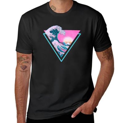 Vaporwave Aesthetic Great Wave Retro Triangle T-Shirt Vintage Clothes Cute Tops Graphics T Shirt T-Shirts For Men Cotton