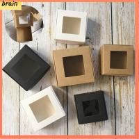 BRAIN 10pcs ของชำร่วยงานแต่งงาน กรณีปัจจุบัน อุปกรณ์งานเลี้ยงวันเกิด ของขวัญวันวาเลนไทน์ ถุงห่อขนม แพ็คเกจเค้ก กล่องของขวัญกระดาษ หน้าต่างพีวีซีใส