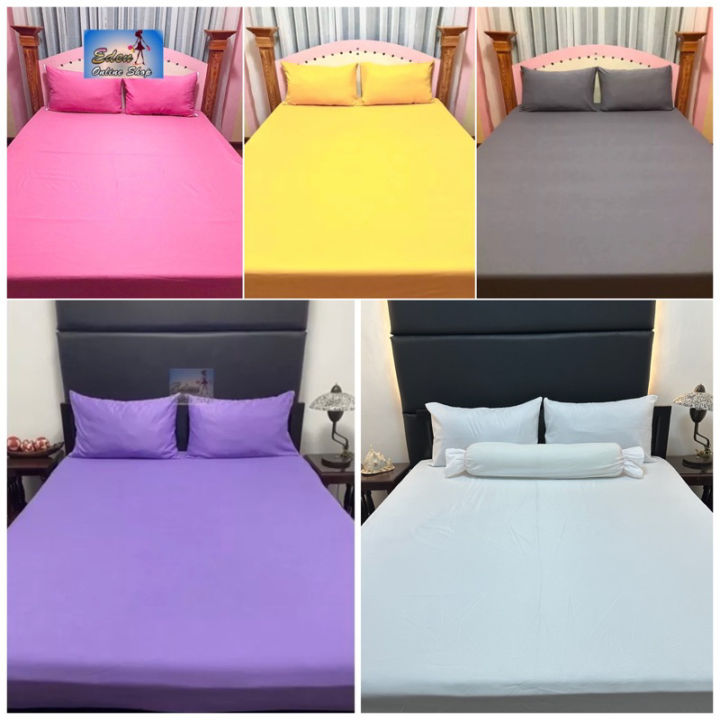 Fully Garterized 3in1 Plain Canadian Cotton Bedsheet | Lazada PH