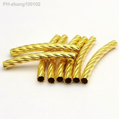 20pcs 46mm Long-4x5mm Hole Screwed Gold on Brass Curved Tubes/Pipes