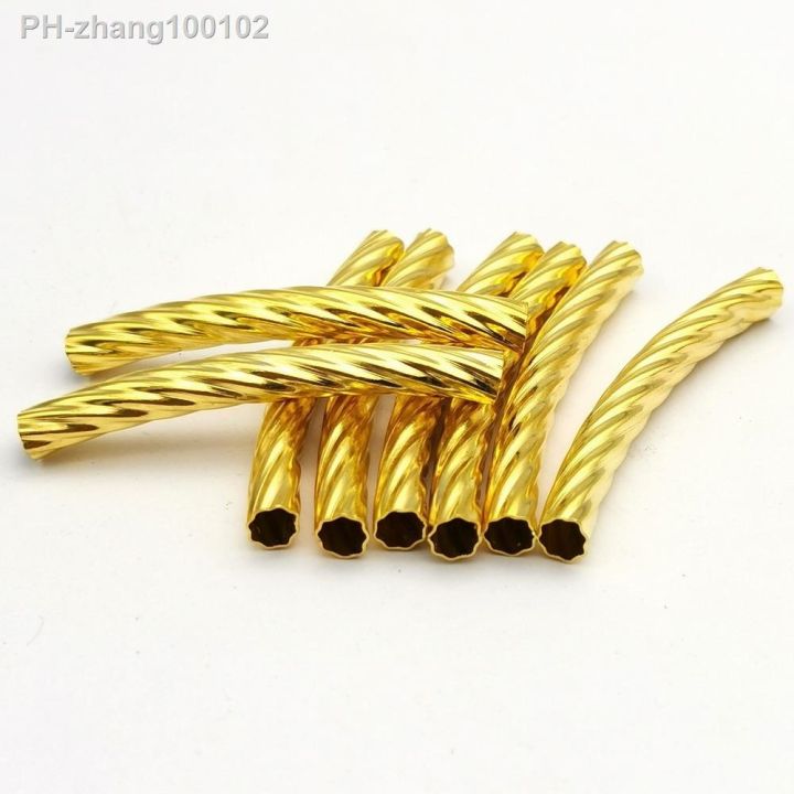 20pcs-46mm-long-4x5mm-hole-screwed-gold-on-brass-curved-tubes-pipes