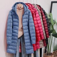 ZZOOI Woman Duck Down Jackets Autumn Winter Ultralight Hooded Women Down Coat Portable Long Parkas Padded Puffer Hat Detachable