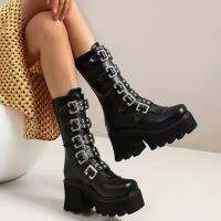 HOT★2022 New Ladies Punk Rock Platform High-heeled Boots with Thick-soled Platform Handsome Rear Zipper Large Size Stage Boots