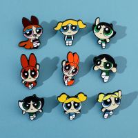 【YF】 The Powerpuff Lapel Pin Anime Badges on Metal Enamel Brooch Cartoon Jewelry Clothing Accessories Gifts