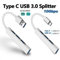 [HOT HAIXWLXKWW 589] Type C 4 1พอร์ต USB 3.0 Hub ตัวแยกความเร็วสูง10Gbps สำหรับพอร์ต XIAOMI HUB