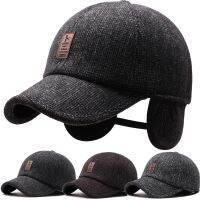 [hot]✽  Baseball Cap Woolen Knitted Ear Cover Men Thicken Warm Hats with Earflaps Sport Snapback