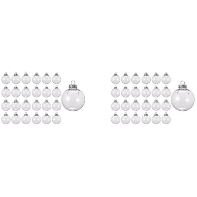 48PCS Clear Plastic Fillable Christmas Balls 8cm DIY Xmas Tree Ornament Decoration Arts Crafts