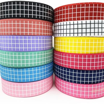 【CC】 3 Yards 40mm Printed Lattice Grosgrain Wrapping Bow Decoration Diy