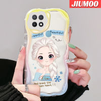 JIUMOO เคสสำหรับ OPPO A15 A15s A35 4G ลายการ์ตูนเอลซ่าสวยงามขอบคลื่นเนื้อครีมกันกระแทกแบบใสนิ่มเคสมือถือเคสโปร่งใสลายกล้องถ่ายรูปฝาครอบป้องกันซิลิกาเจลที่สร้างสรรค์