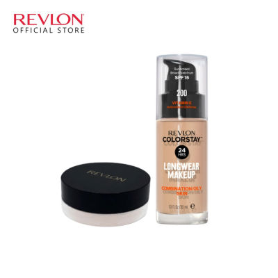 [เซตแป้งและรองพื้น] Revlon ColorStay Makeup Foundation + Touch&amp;Glow Extra Moisturizing Face Powder ( รองพื้นฝาดำเรฟลอน, แป้งฝุ่นเรฟลอน, เครื่องสำอาง)