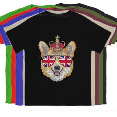 The Queens Corgi Male T Shirt The Queens Platinum Jubilee 2022 Royal Corgi UK Sunglasses Individuality Tops Men Smooth T-shirt