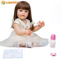 Simulation Baby Dolls Smooth Movable Photography Simulation Dolls with Brown Long Hair for Children Gifts Baby Companion Toys