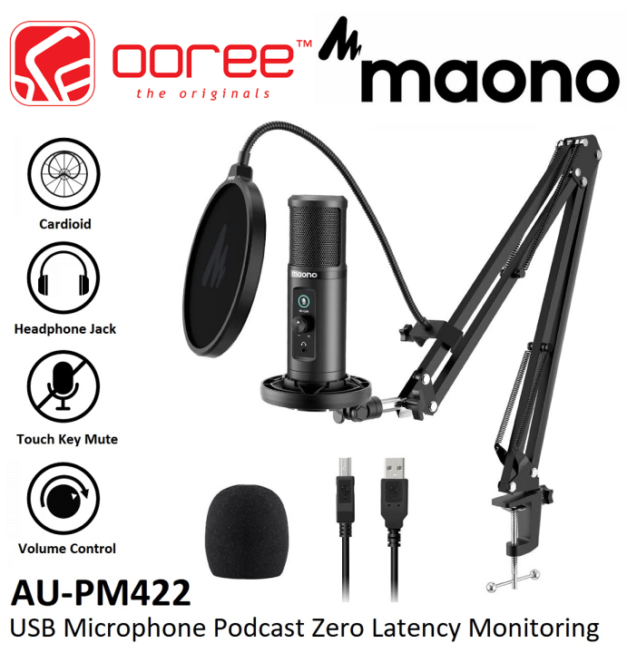MAONO AUPM422 USB MICROPHONE PODCAST ZERO LANTENCY MONITORING WITH