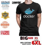 GILDAN เสื้อยืดผ้าฝ้าย 100% พิมพ์ลายโลโก้ Docker Linux Javascript ขนาดใหญ่สําหรับผู้ชาย Xs-4Xl 5XL 6XL