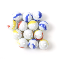 YW+20 เม็ด 16 หินอ่อนแก้วสามดอกสีขาวพอร์ซเลนมิลลิเมตร 1.6cm ลูกกระโดด