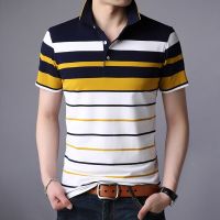 Kaus Polo Garis คลาสสิกของผู้ชายผ้าฝ้ายแขนสั้นฤดูร้อน2023 M-XXXXL ขนาดใหญ่พิเศษ