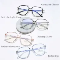 แว่นสายตาสำหรับผู้หญิง แว่นตาที่เหมาะกับผู้ชาย สไตล์เกาหลี แฟชั่น พื้นผิว แว่นตากรอบใหญ่ อุปกรณ์ป้องกันดวงตาจากรังสี