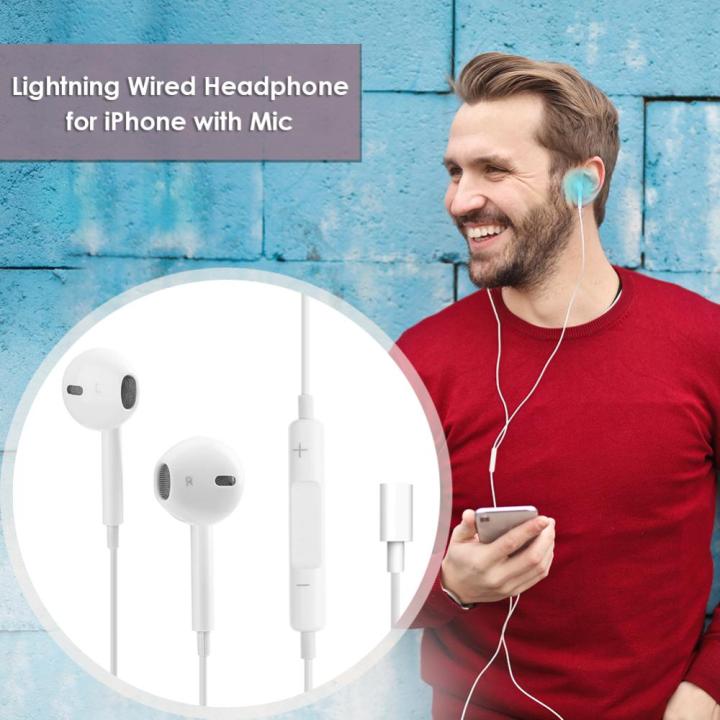 ปุ่มควบคุมหูฟังชนิดใส่ในหูเฮดโฟนแบบมีสายมีไมโครโฟนในตัวสำหรับ-iphone-14-14-mini-14-pro-13-13-pro-max