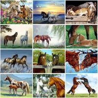 Animal DIY 5D Diamond Painting Full Round Resin Horse In Love Diamond Embroidery Cross Stitch Kits Handmade Gift Home Decor