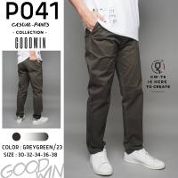 ⚡GW⚡P041 กางเกงขายาว ผู้ชาย เอวสม็อค Easy Pants ผ้ายืด สีพื้นยาว 40-41นิ้ว ไซส์ 30-36 Goodwin Brand