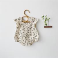 Summer Korean style infant girls cute floral jumpsuits 0-2 years baby girls cotton sleeveless bodysuits