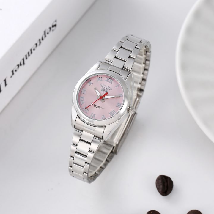 นาฬิกาผู้หญิง-senkq-รุ่นล่าสุด-เพิ่มหน้าปัดสีชมพู-วัสดุสแตนเลสกันน้ํา-นาฬิกาผู้หญิงหน้าปัดเล็ก-รุ่น-lh-17