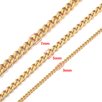 2Meter Gold 357mm Width Heavy Miami Cuban Stainless Steel Figaro Mill grind Chain for DIY Necklace Bracelet Making Wholesale