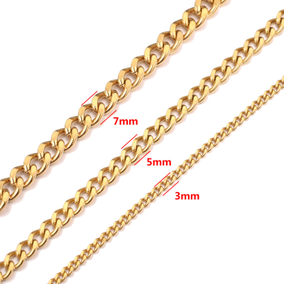 2Meter Gold 357mm Width Heavy Miami Cuban Stainless Steel Figaro Mill grind Chain for DIY Necklace Bracelet Making Wholesale