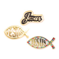 enamel religious christian gift custom gold plated fish lapel pin jesus