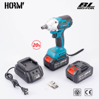 HORMY ประแจไฟฟ้าไร้สายแบบไร้แปรงถ่าน20V,ประแจ1/2แบบชาร์จได้330N M เครื่องมือไฟฟ้าความเร็ว3ระดับสำหรับแบตเตอรี่ Makita 18V