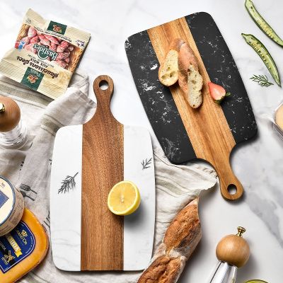 Marble Stitching Acacia Mangium Double-Sided Cutting Board Western Steak Fruit Chopping Board Cheese Bread Cutting Plate