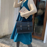 Luxury Vintage Korean Preppy Style Student School Bag Pu Leather Female Bags Ladies Big Buckle Messenger Bag Handbag