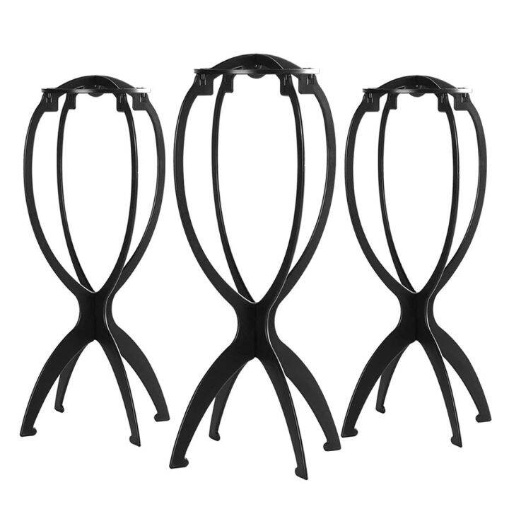 3 Pack Short Wig Stand Portable Wig Holder for multiple Wigs and Hats