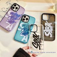 Transparent Candy colors Simple Graffiti Letters SEA Casetify Phone Case Compatible for iPhone 13 12 11 Pro Max IX XS MAX XR i6 7 8 Plus Case Shockproof Protective Soft Cover