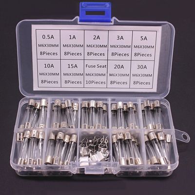 【YF】 100/72pcs Car Fast-blow Glass Fuses Tube 0.2-20A 0.5-30A Assorted Kit for Light Inflator vacuum Cleaner