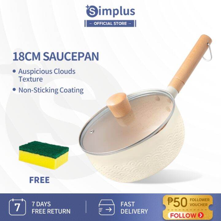 Simplus 18cm Pan Nonstick Saucepan Boil Fry Multipurpose Lightweight