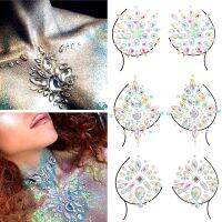 CW 1pcs Temporary Womens Tattoos FakeStickers Chest JewelsFace DecorationAcrylic Rhinestone Face Stickers