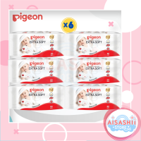 Pigeon พีเจ้น เบบี้ไวพส์คาโมมายล์ผ้าหนานุ่ม 60 แผ่น (6 ห่อ) ปราศจากแอลกอฮออล์